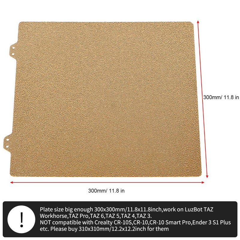 FYSETC 3D Printing Platform 300x300 Build Plate - Double Sided Textured PEI Spring Steel Sheet: Powder Coated Flexiable Texture Build Surface Comaptible with 3D Printer TAZ 6 - Image 3